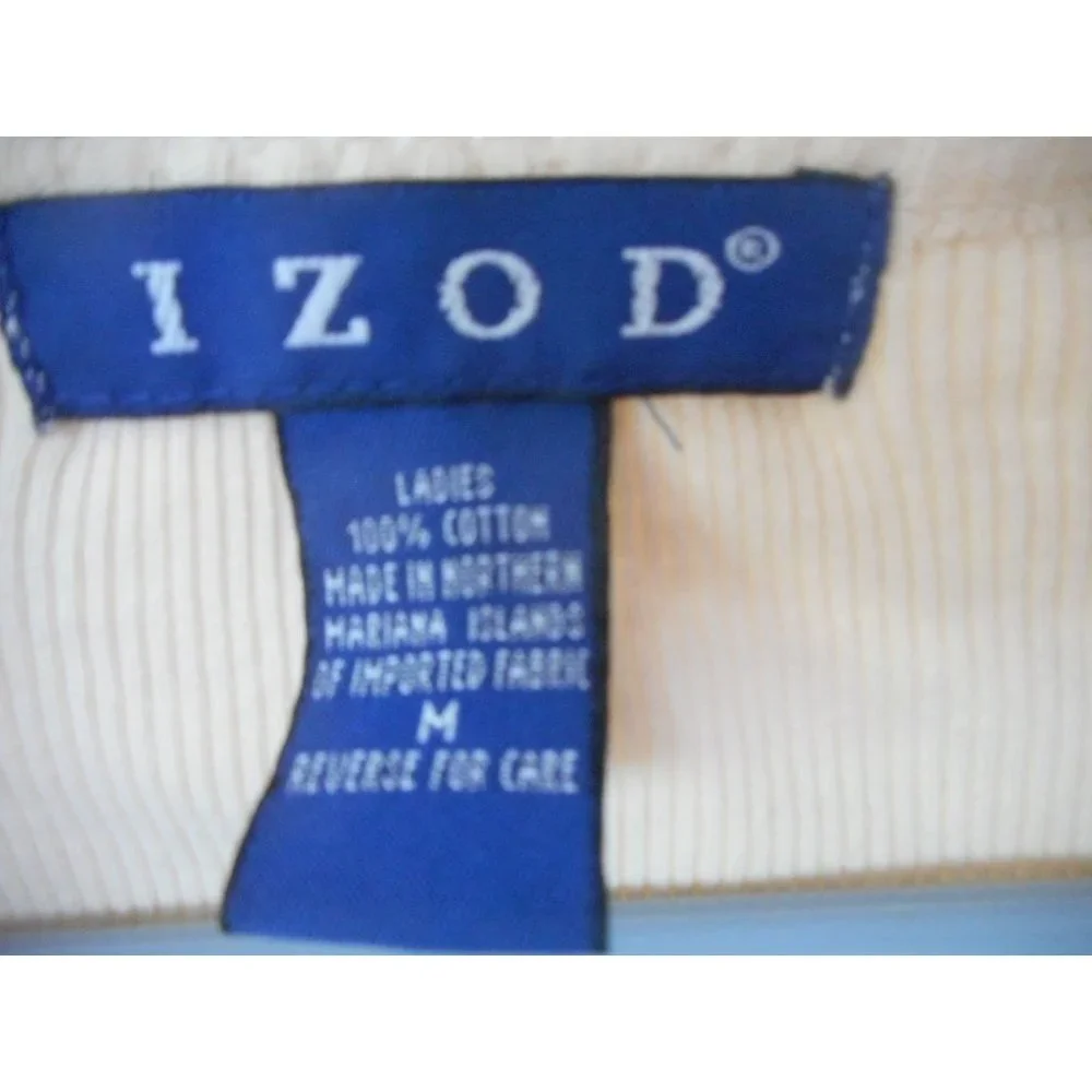 Izod ribbed Cardigan Size M  light beige / Cream 100% cotton - Picture 4 of 4